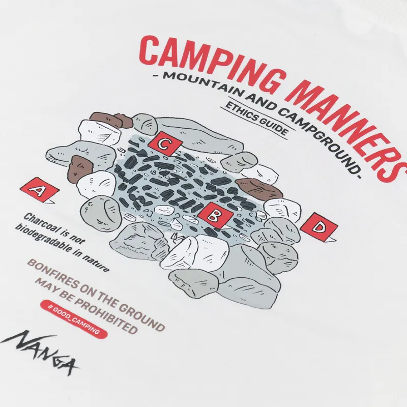 Nanga Eco Hybrid Camping Manners Long Sleeve T Shirt White-4