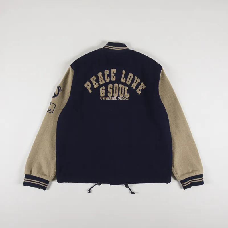 Universal Works Embroidered Newark Bomber Navy Sand Mowbray-2