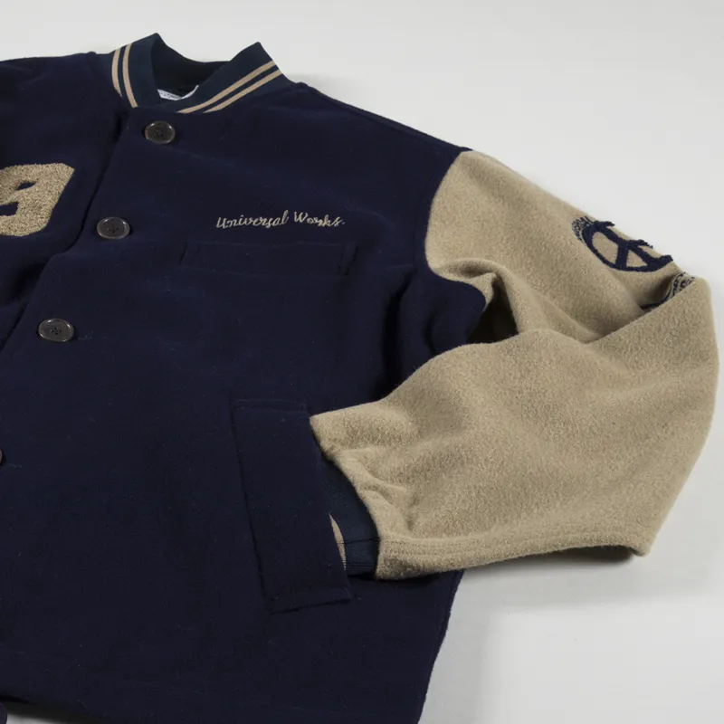 Universal Works Embroidered Newark Bomber Navy Sand Mowbray-5
