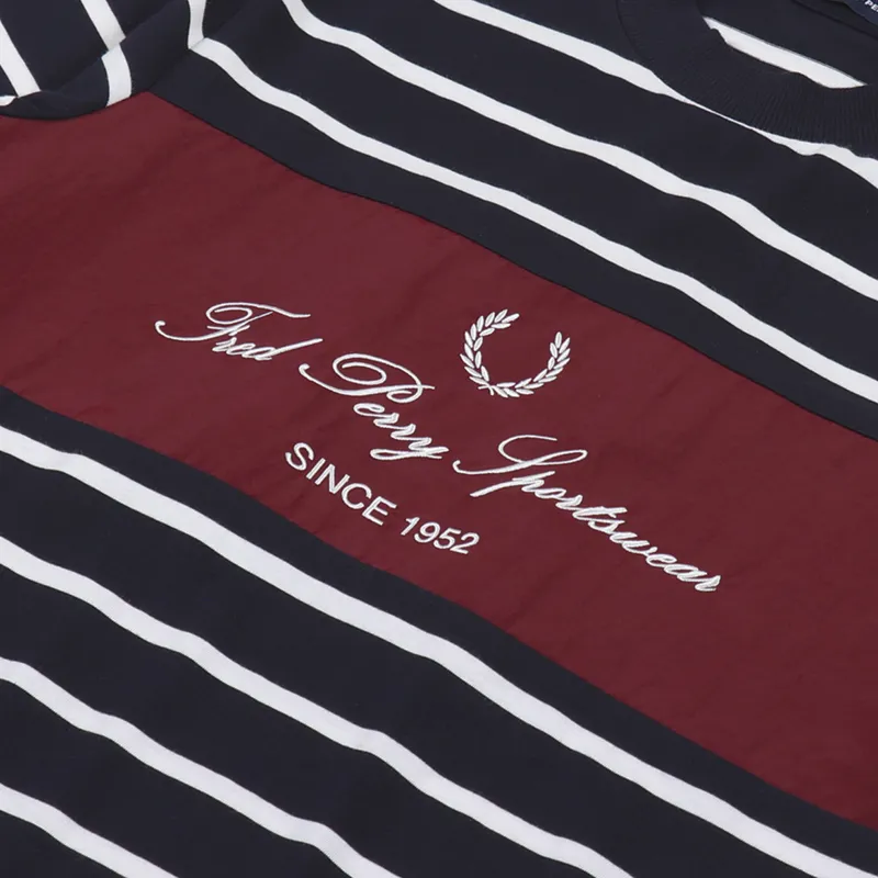 Fred Perry Embroidered Stripe T Shirt Navy-1