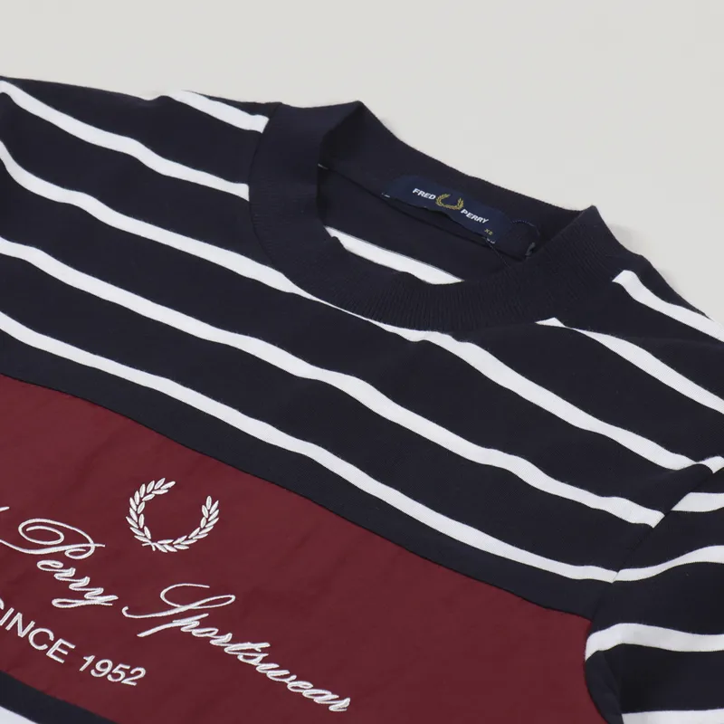 Fred Perry Embroidered Stripe T Shirt Navy-2