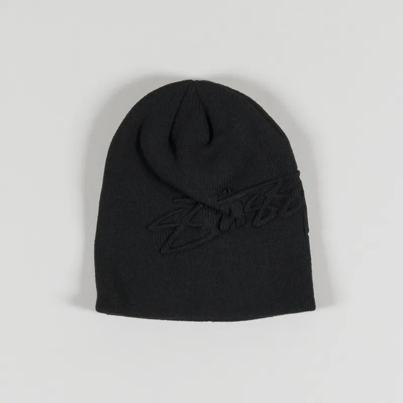 Stussy Skullcap Embossed Smooth Stock Beanie Black