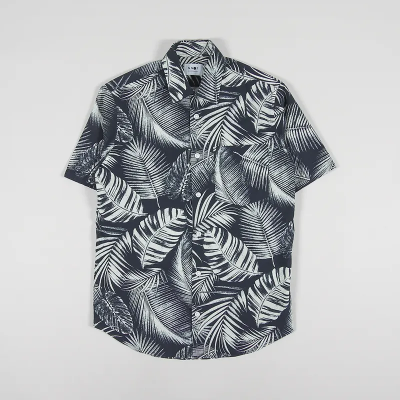 NN07 Errico Short Sleeve Shirt Navy Print