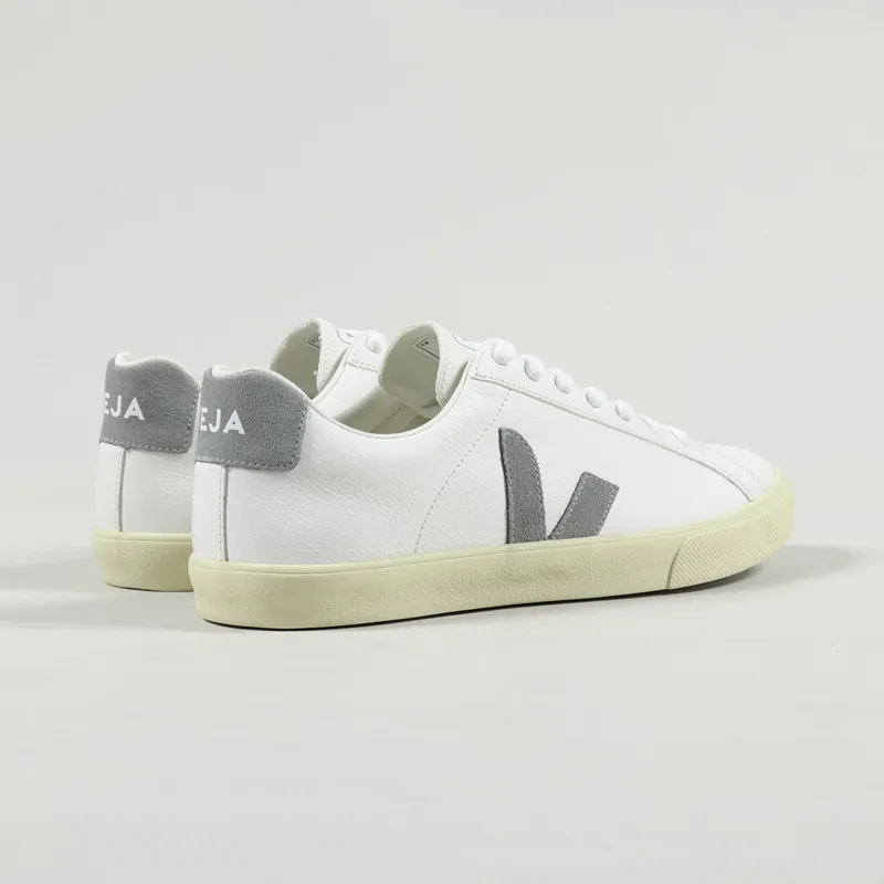 Veja Esplar Logo Leather Shoes Extra White Oxford Grey-2