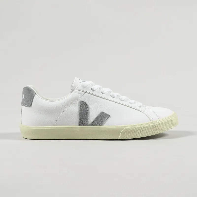 Veja Esplar Logo Leather Shoes Extra White Oxford Grey-4