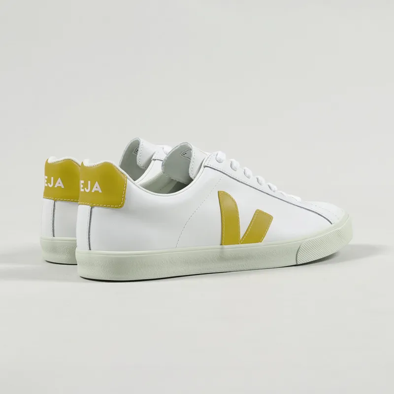 Veja Esplar Logo Leather Shoes Extra White Orange Fluo-1