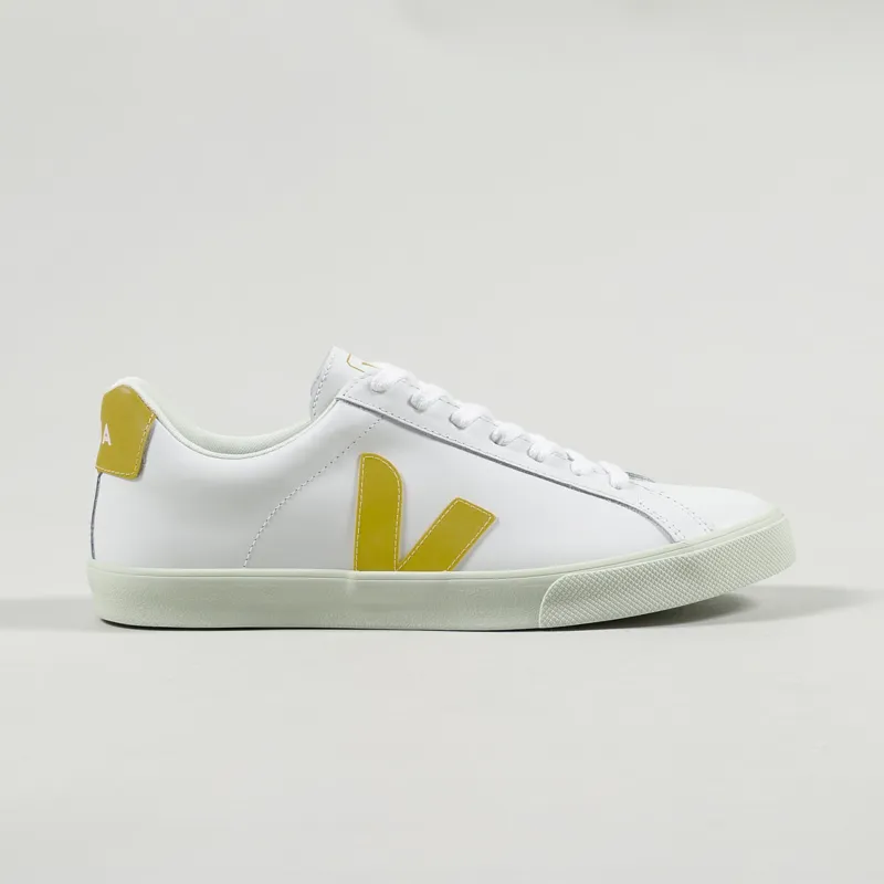 Veja Esplar Logo Leather Shoes Extra White Orange Fluo-2