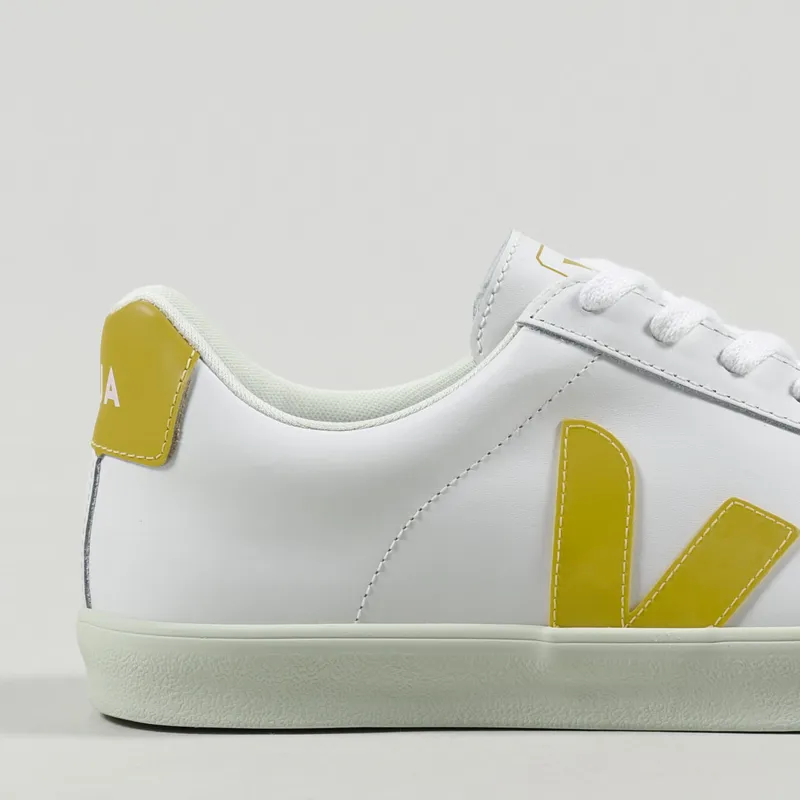 Veja Esplar Logo Leather Shoes Extra White Orange Fluo-3