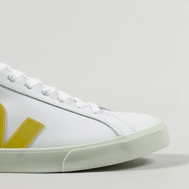 Veja Esplar Logo Leather Shoes Extra White Orange Fluo-4
