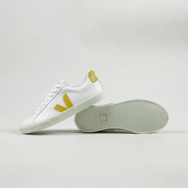 Veja Esplar Logo Leather Shoes Extra White Orange Fluo-5