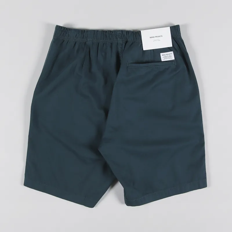 Norse Projects Mens Ezra Light Twill Shorts Deep Marine Blue
