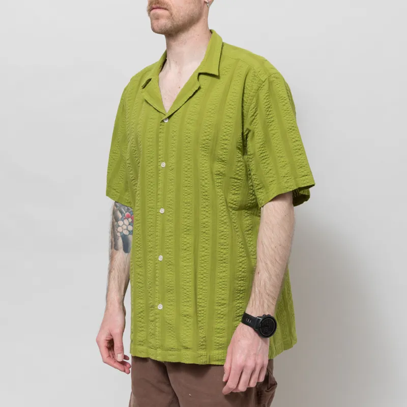 Foret Peer Jacquard Stripe Shirt Moss-1