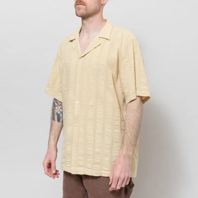 Foret Peer Jacquard Stripe Shirt Vintage Yellow-2