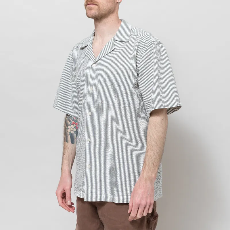 Foret Peer Seersucker Shirt Light Blue Stripe-1
