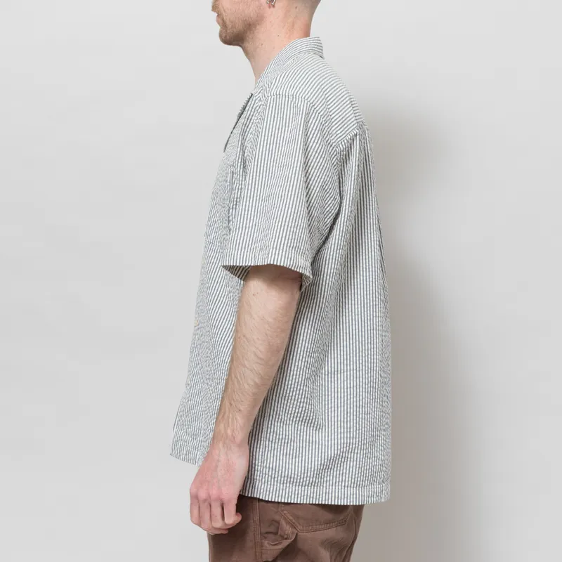 Foret Peer Seersucker Shirt Light Blue Stripe-2