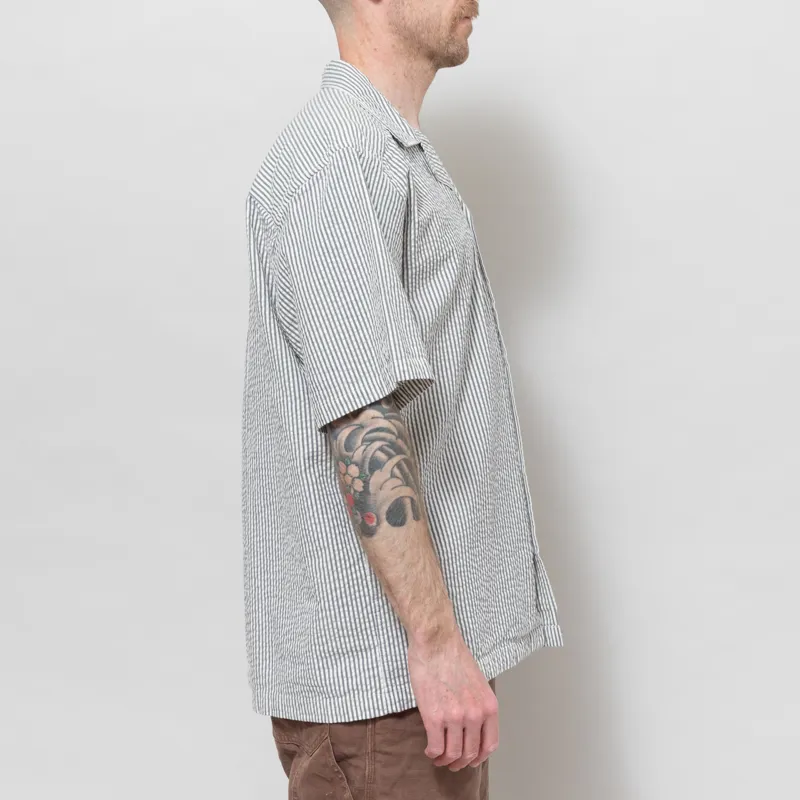 Foret Peer Seersucker Shirt Light Blue Stripe-4