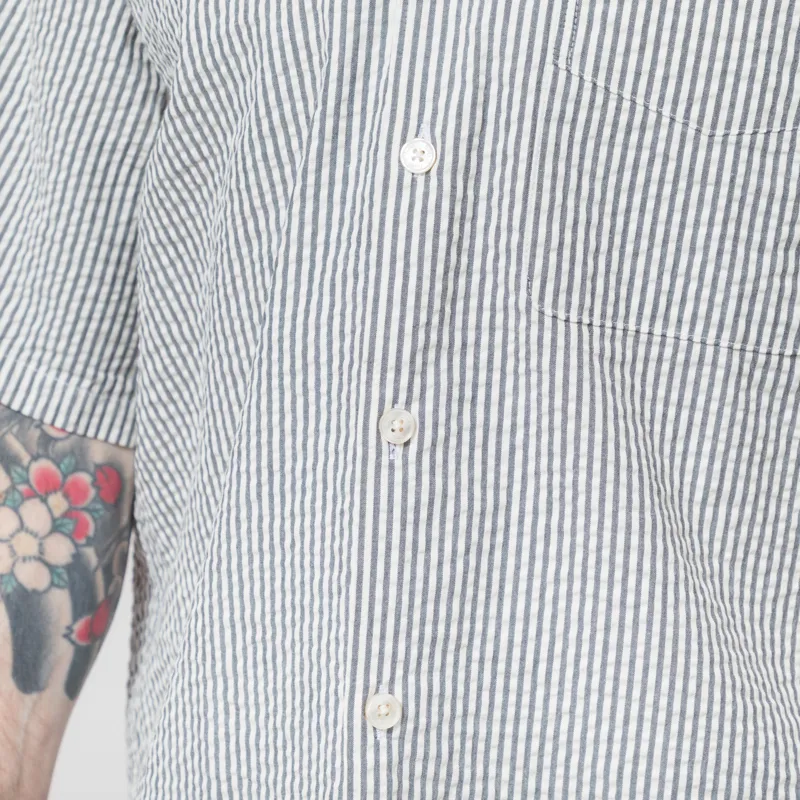 Foret Peer Seersucker Shirt Light Blue Stripe-8