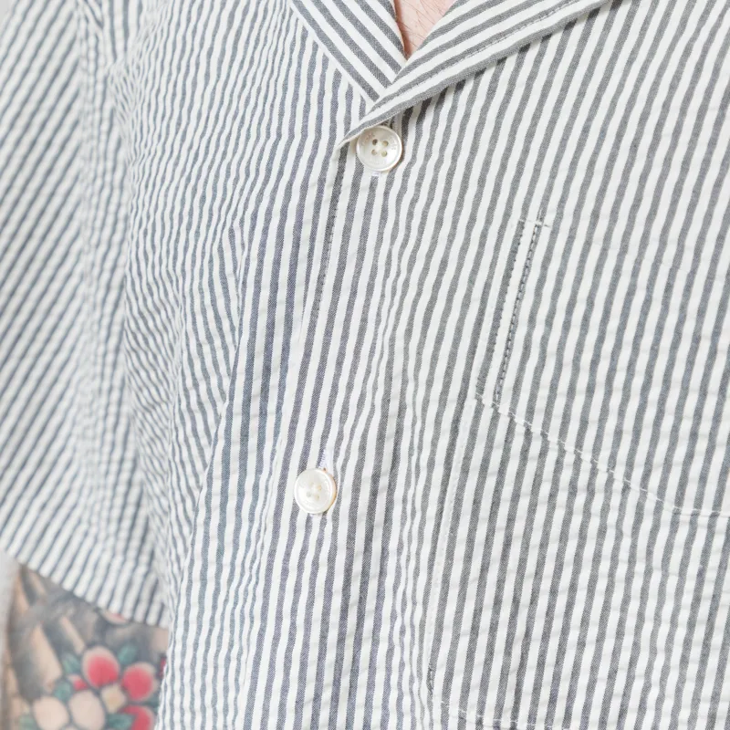 Foret Peer Seersucker Shirt Light Blue Stripe-5
