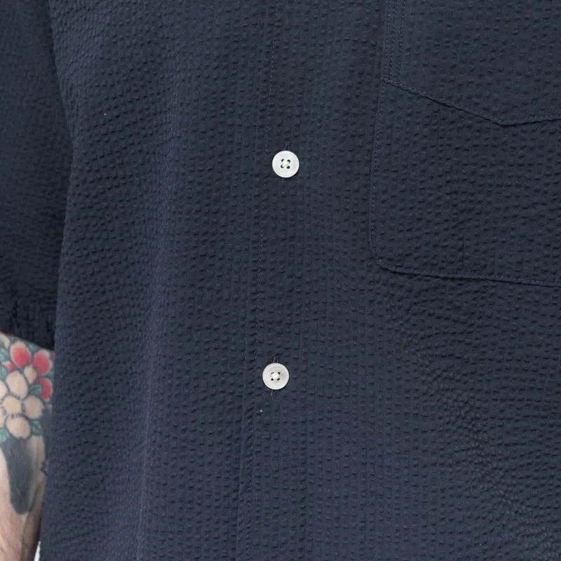 Foret Peer Seersucker Shirt Navy-8