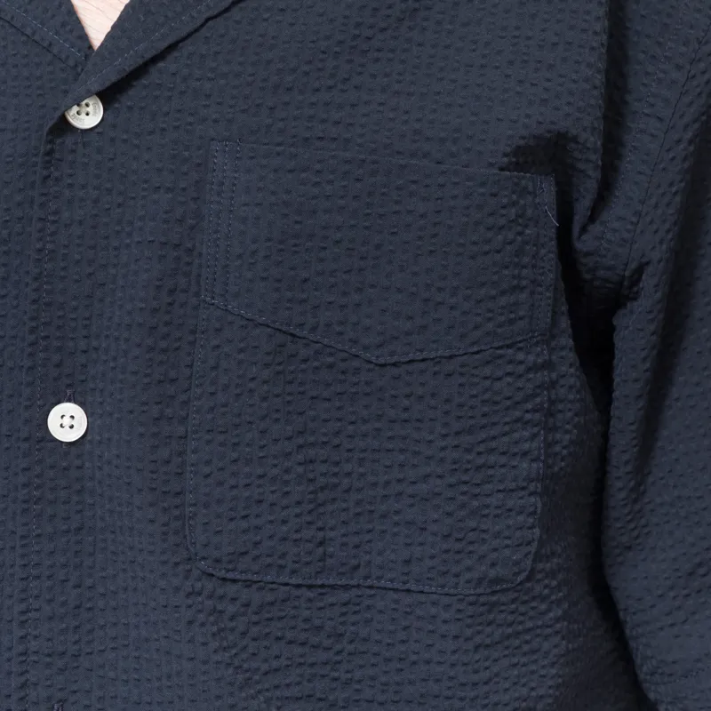 Foret Peer Seersucker Shirt Navy-6