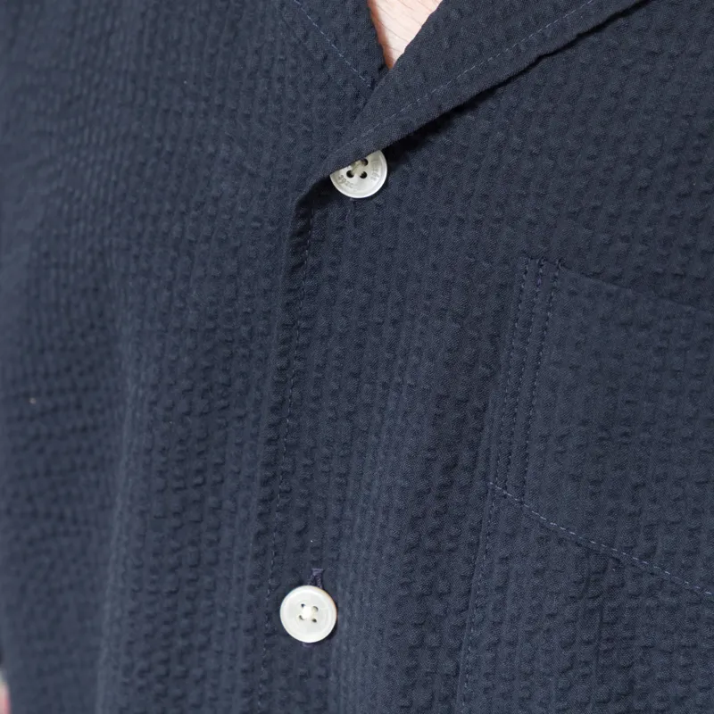 Foret Peer Seersucker Shirt Navy-7