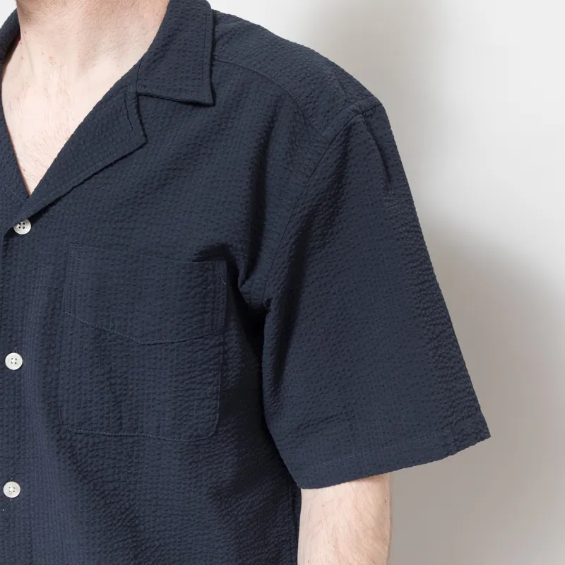 Foret Peer Seersucker Shirt Navy-5