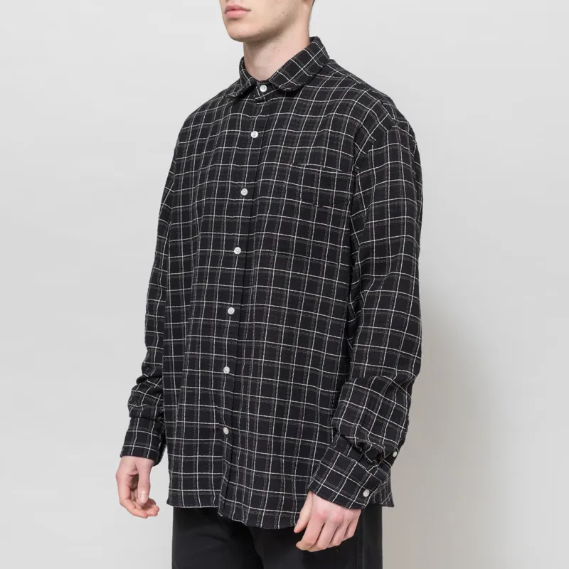Foret Scout Loose Weave Check Shirt Black-1