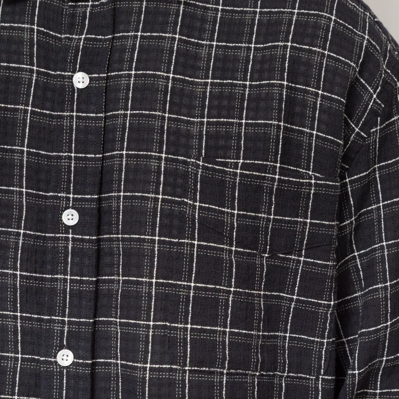 Foret Scout Loose Weave Check Shirt Black-5