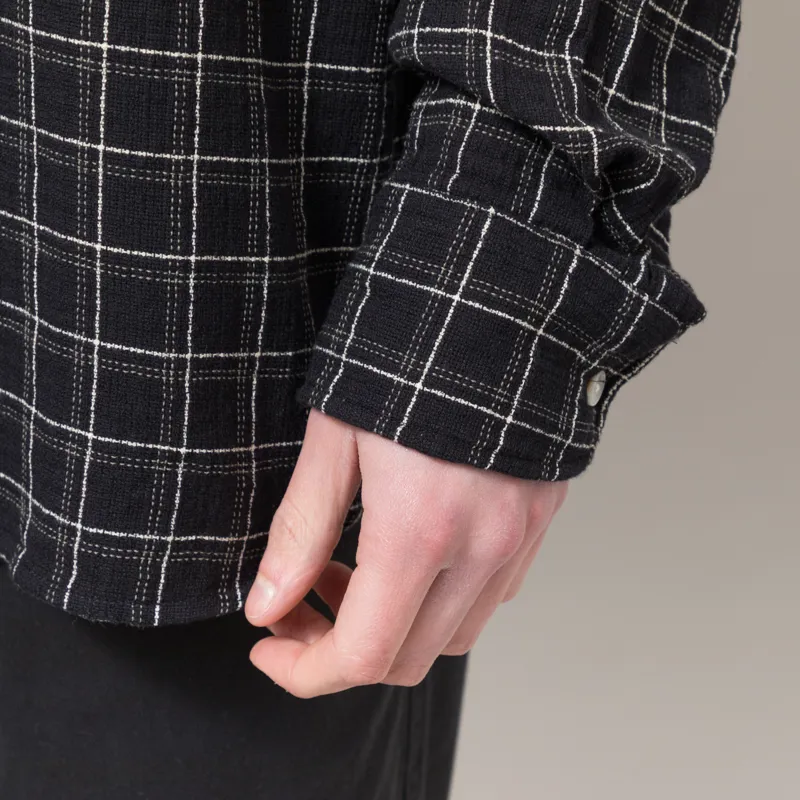 Foret Scout Loose Weave Check Shirt Black-7