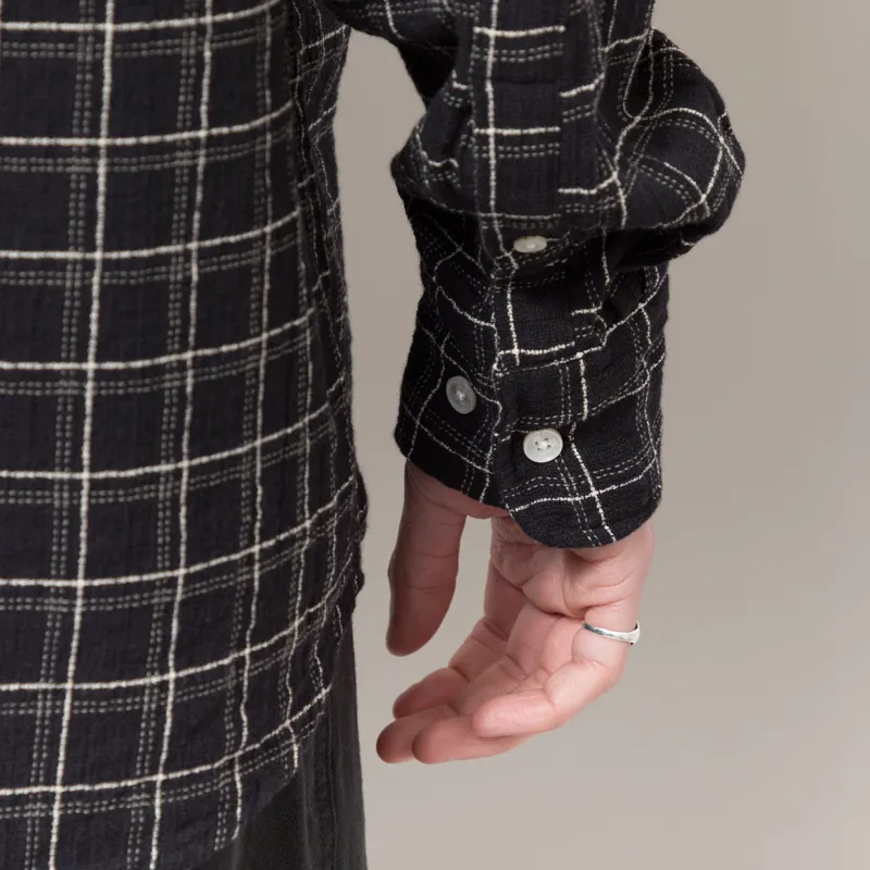 Foret Scout Loose Weave Check Shirt Black-8