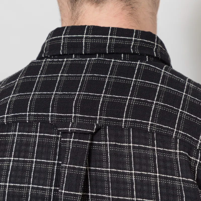 Foret Scout Loose Weave Check Shirt Black-4