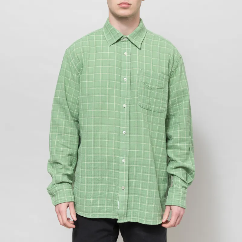 Foret Scout Loose Weave Check Shirt Moss Check