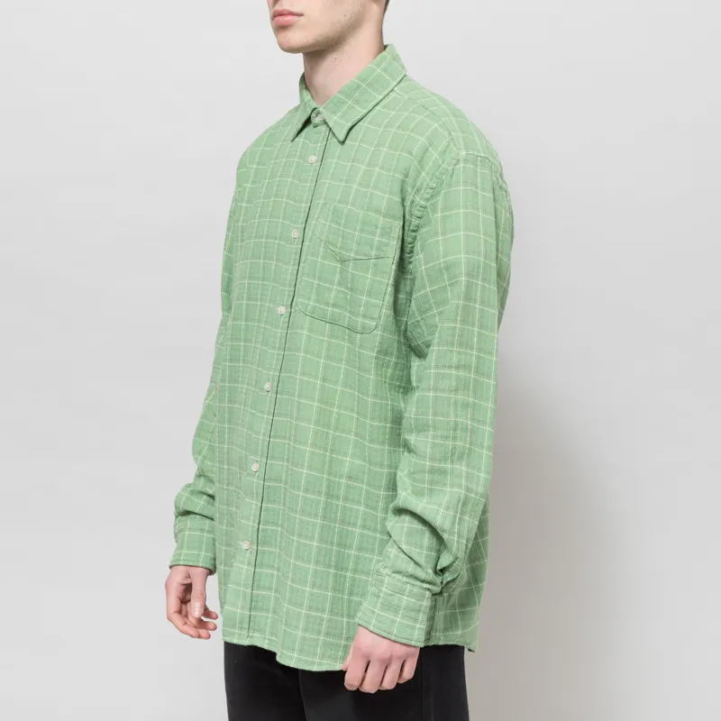 Foret Scout Loose Weave Check Shirt Moss Check-1