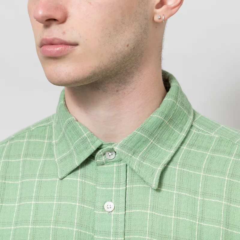 Foret Scout Loose Weave Check Shirt Moss Check-3