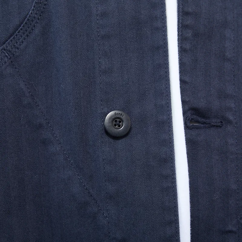 Foret Berry Herringbone Embroidery Overshirt Navy-9