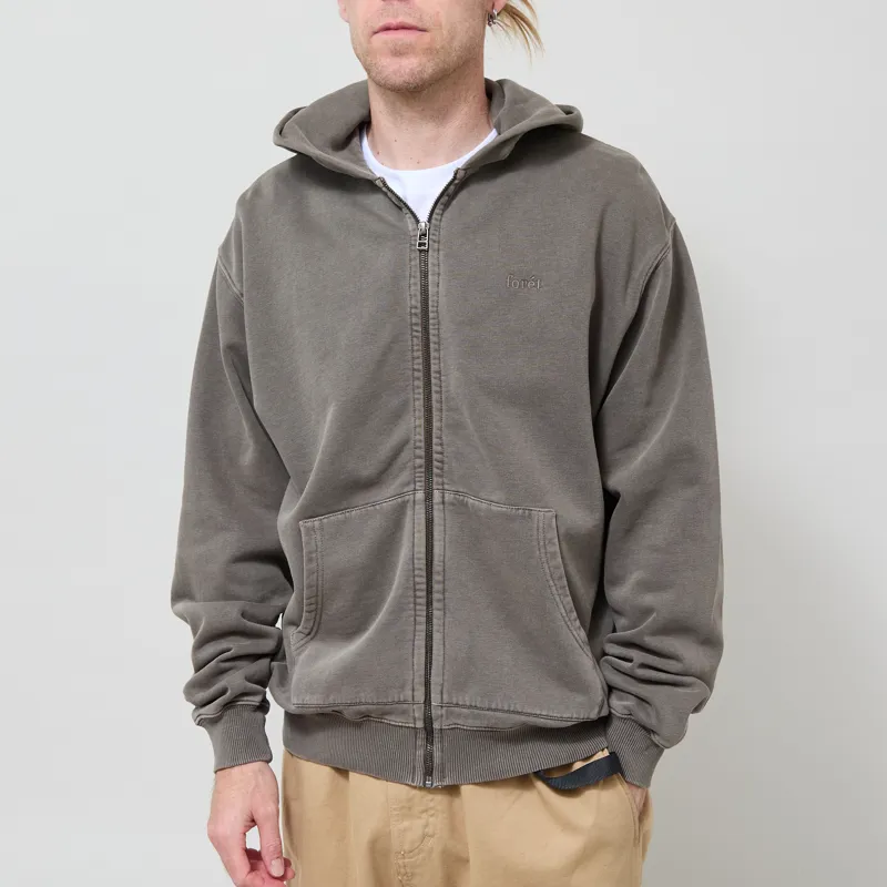 Foret Noon Pigment Dyed Zip Hoodie Wood