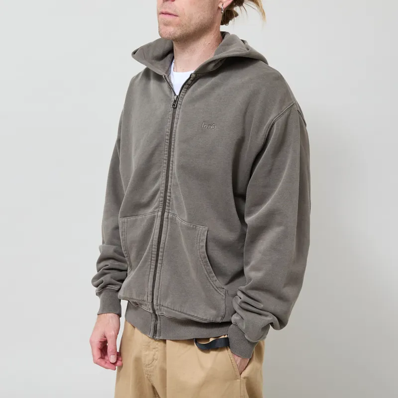 Foret Noon Pigment Dyed Zip Hoodie Wood-1