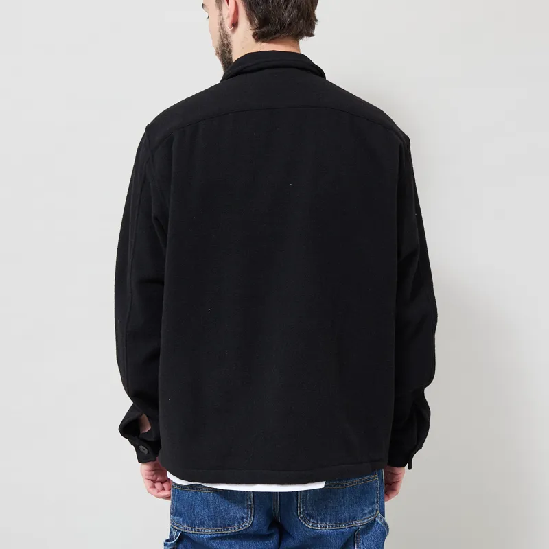 Foret Raven Wool Zip Overshirt Black-2