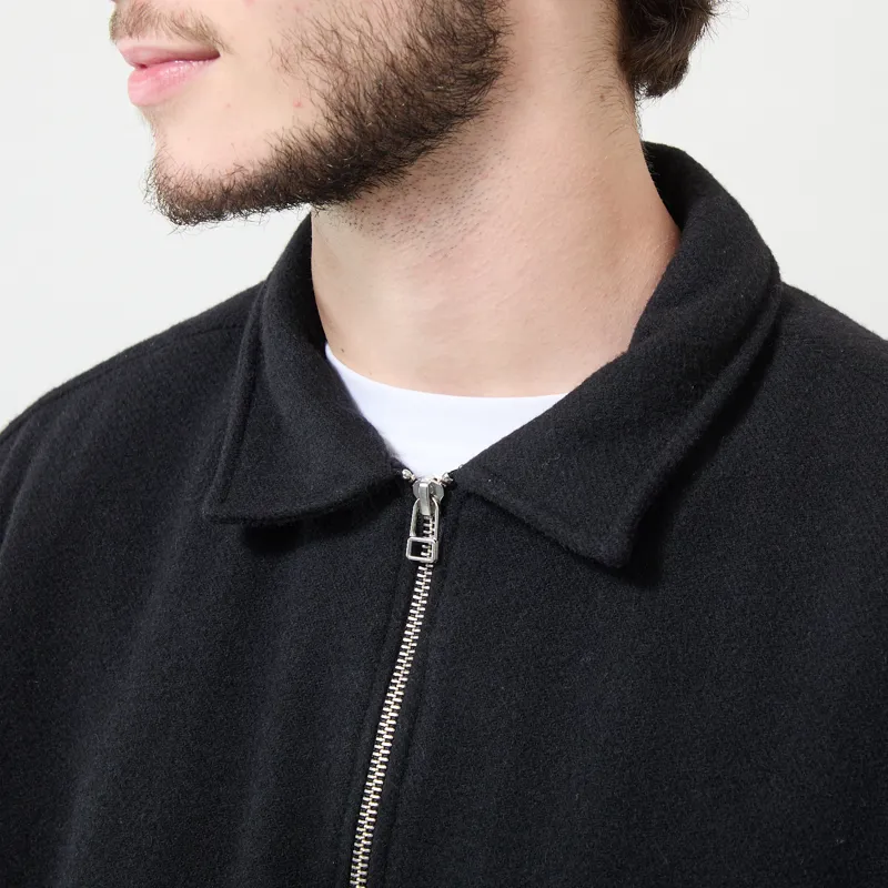 Foret Raven Wool Zip Overshirt Black-3