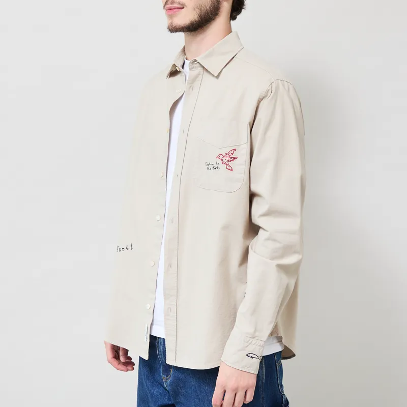 Foret Maple Embroidery Oxford Shirt Oat-1