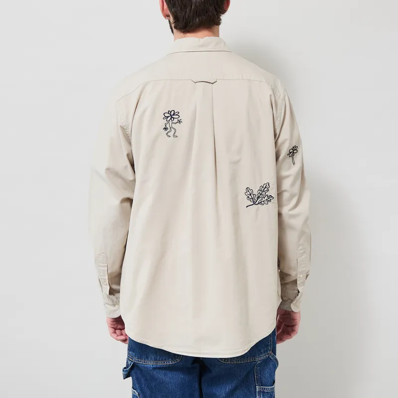 Foret Maple Embroidery Oxford Shirt Oat-2