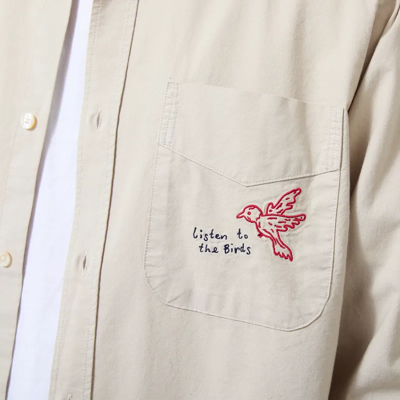 Foret Maple Embroidery Oxford Shirt Oat-5