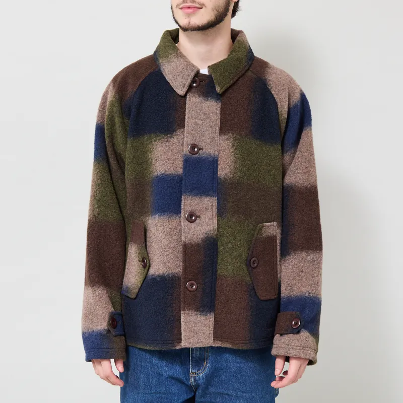 Foret Fragment Wool Jacket Blue Check