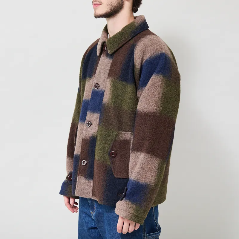 Foret Fragment Wool Jacket Blue Check-1
