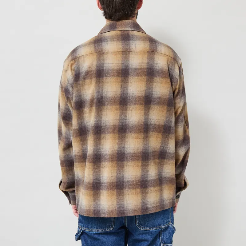 Foret Raven Wool Zip Overshirt Fallow Check-2