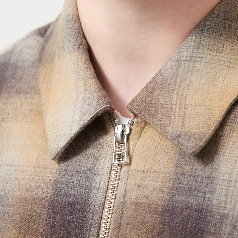 Foret Raven Wool Zip Overshirt Fallow Check-4