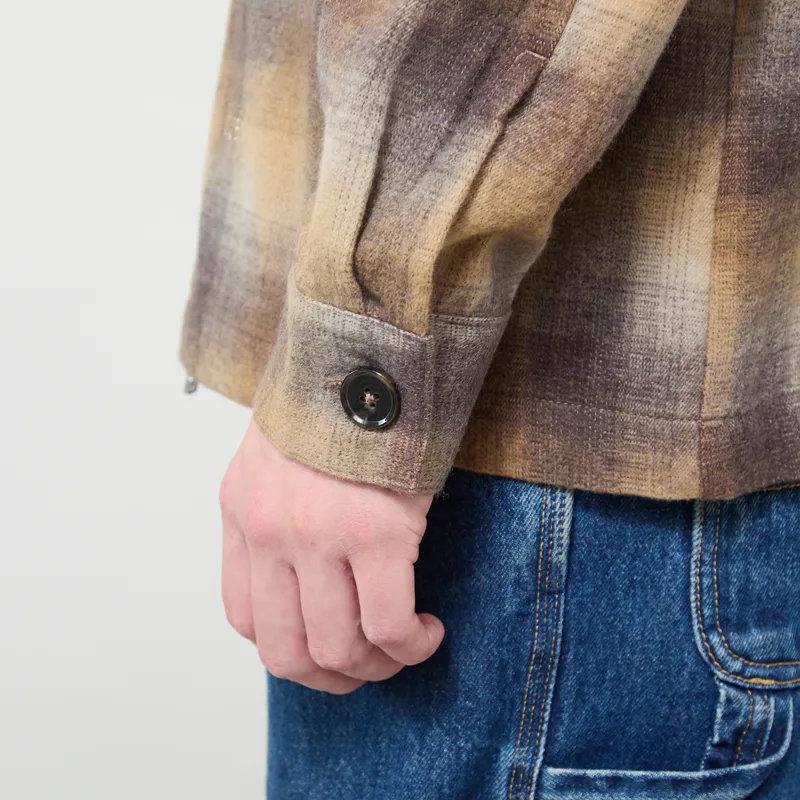 Foret Raven Wool Zip Overshirt Fallow Check-8