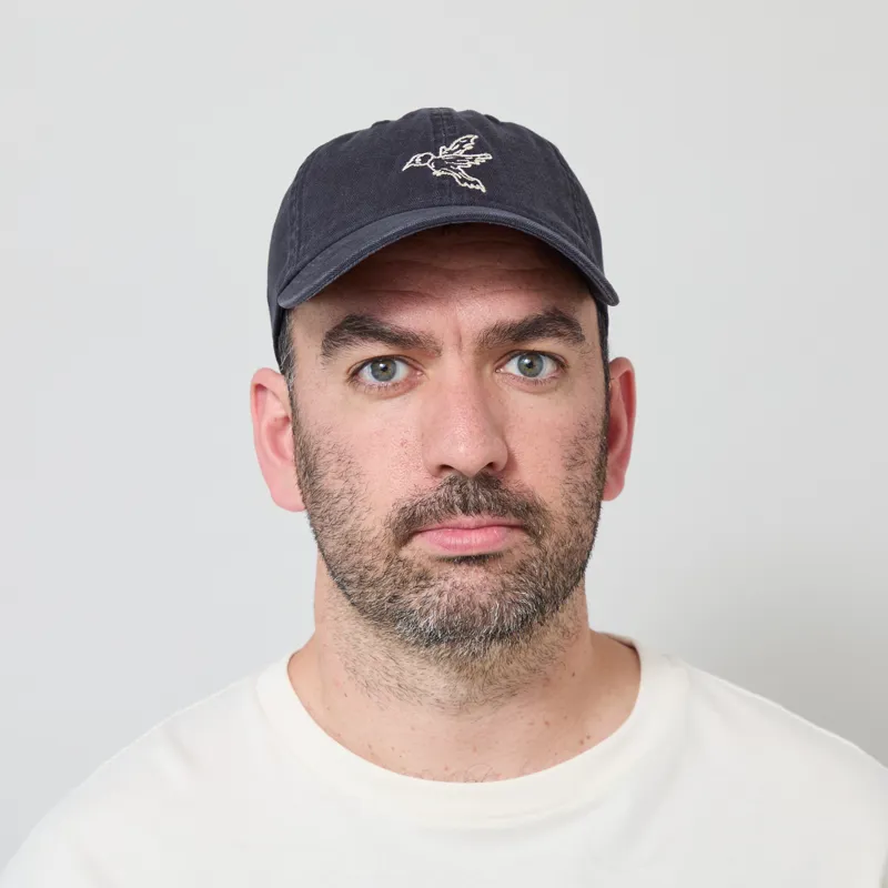 Foret Bird Washed Herringbone Cap Navy-1