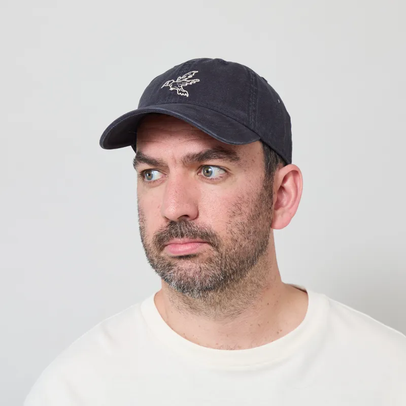 Foret Bird Washed Herringbone Cap Navy