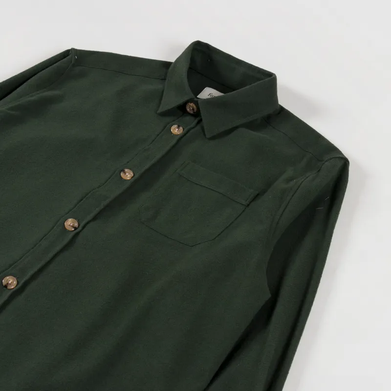 Foret Map Flannel Shirt Dark Moss-2